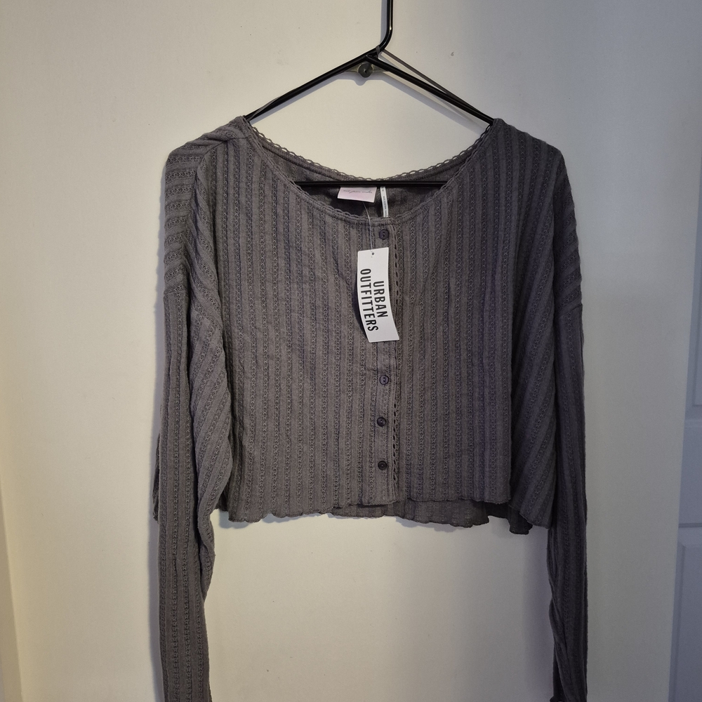 Gray Button-Up Cardigan